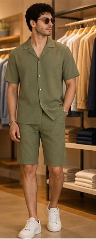 Men Olive Co-ord Set